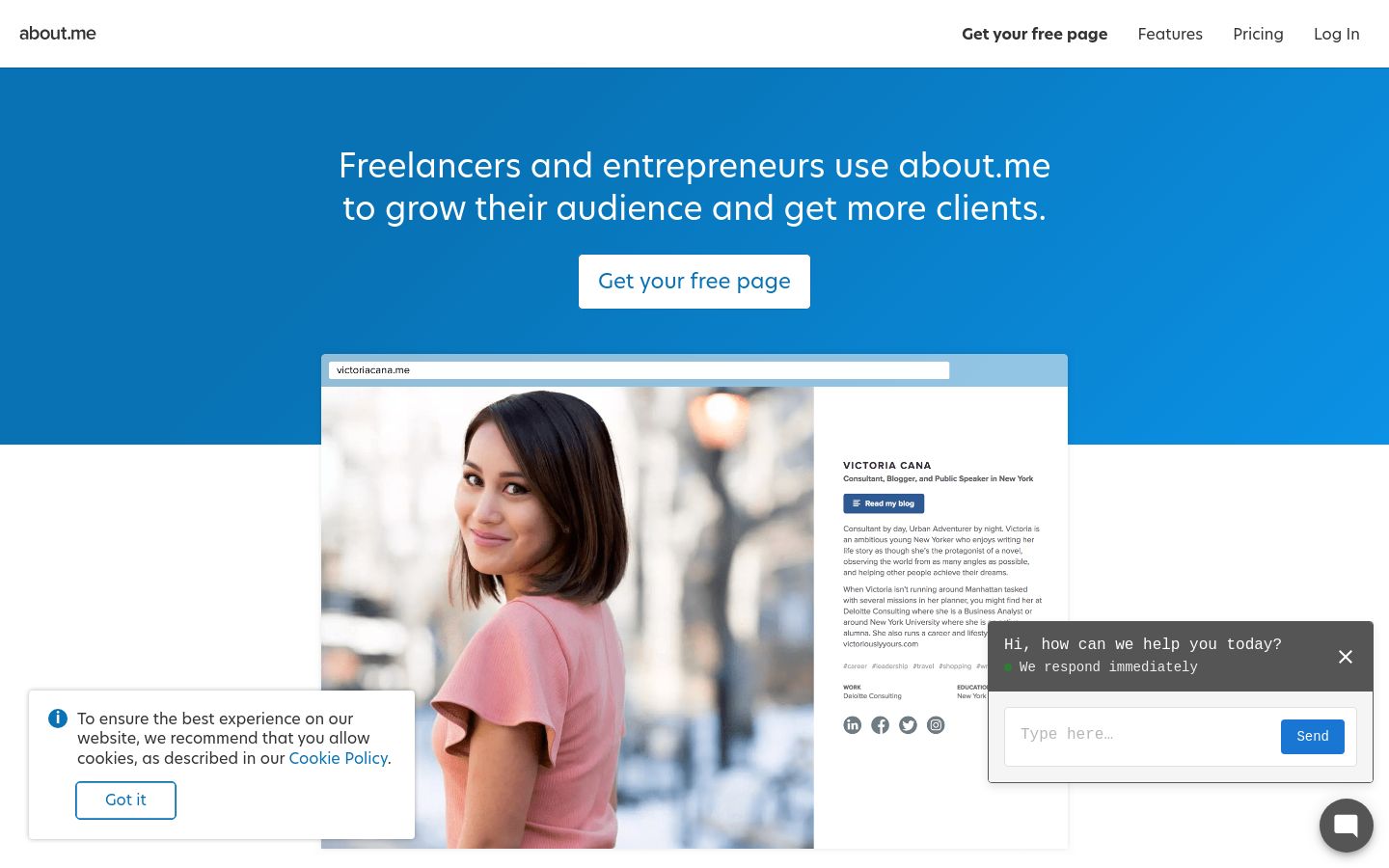 about.me screenshot