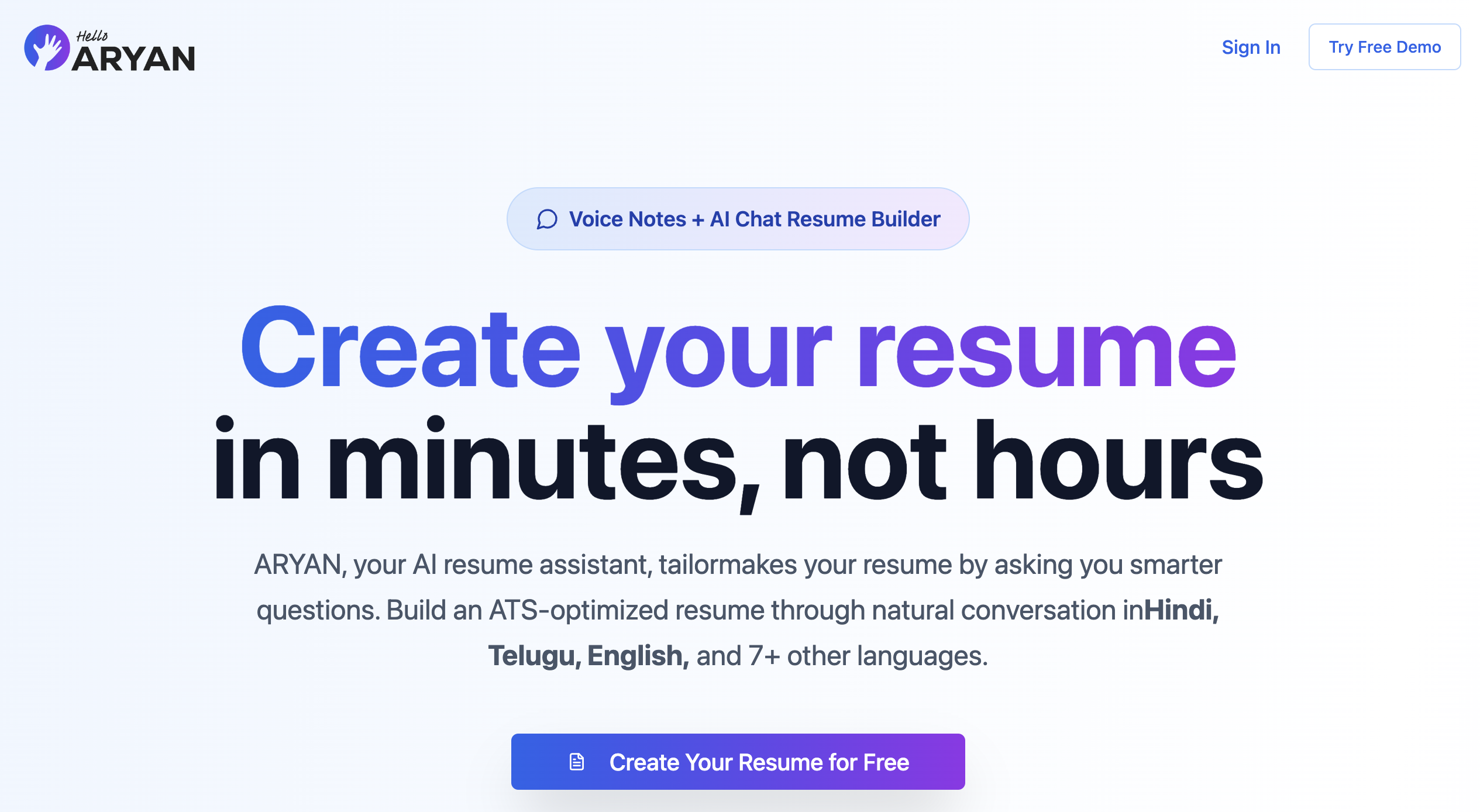 Aryan - AI Resume Assistant screenshot