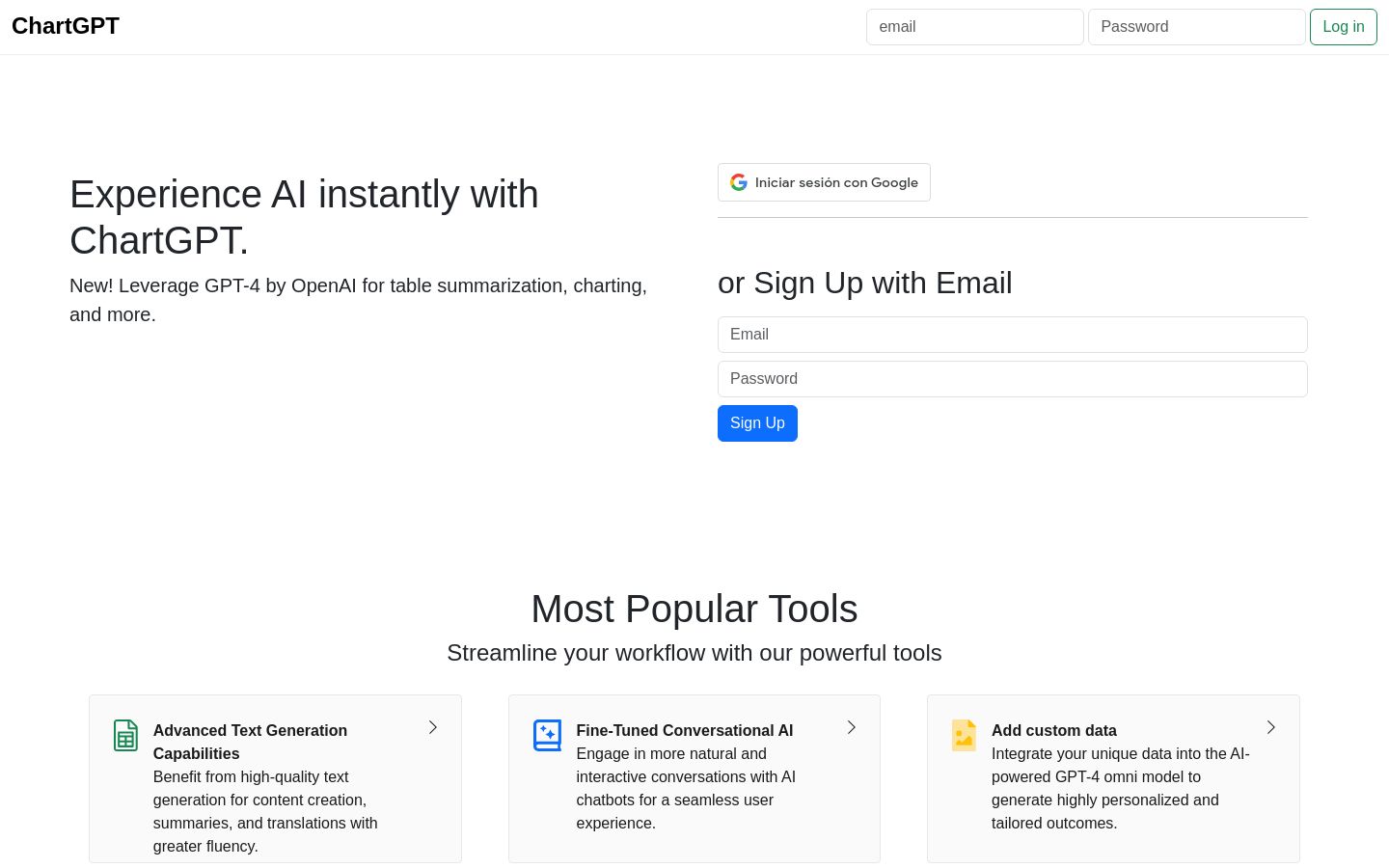ChartGPT screenshot