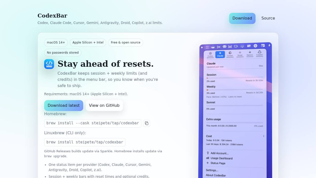 CodexBar screenshot