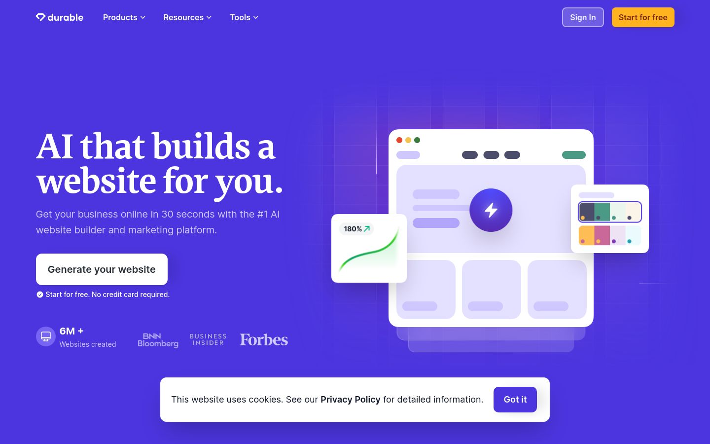 Durable AI Website Builder screenshot