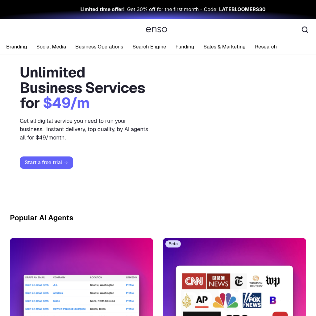 enso AI Agents Marketplace screenshot