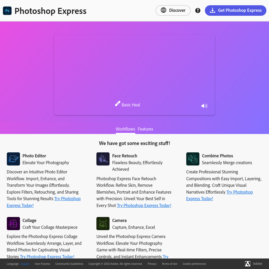 Adobe Photoshop Express screenshot
