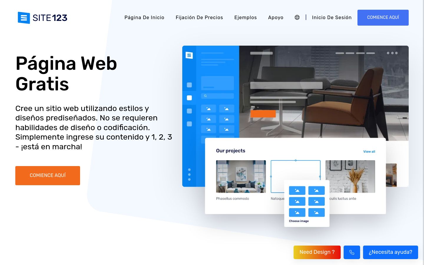 SITE123 screenshot