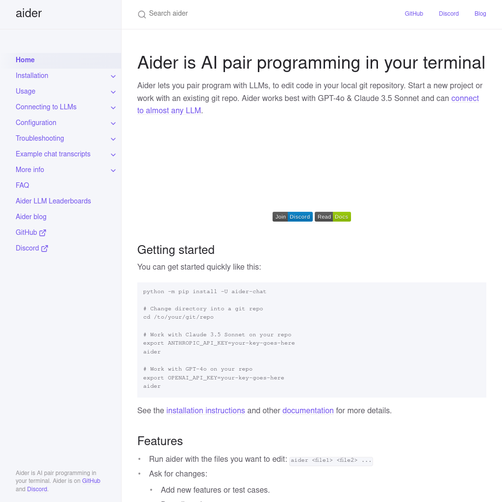 Aider screenshot