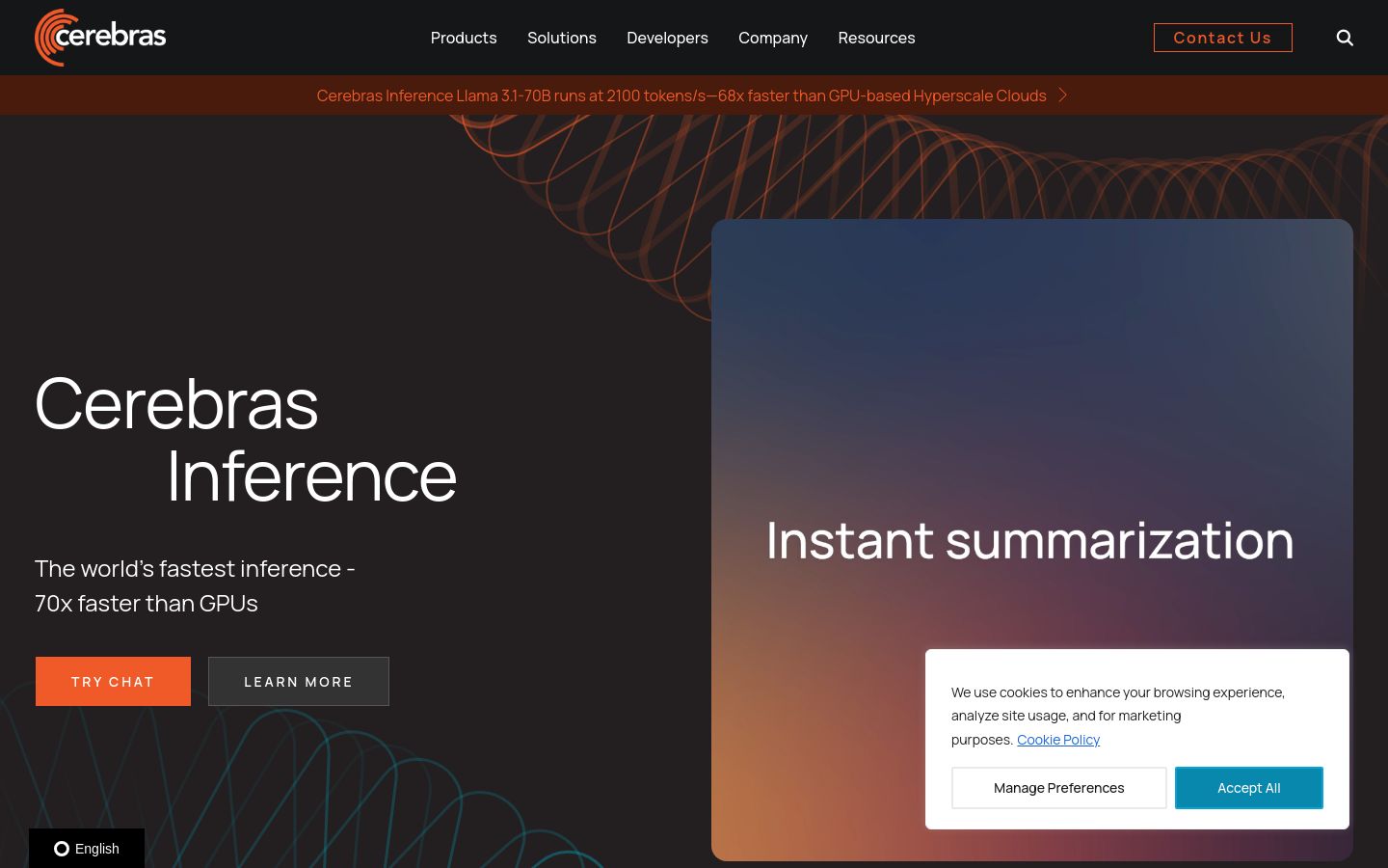 Cerebras screenshot