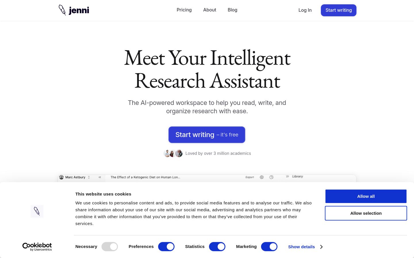 Jenni AI screenshot