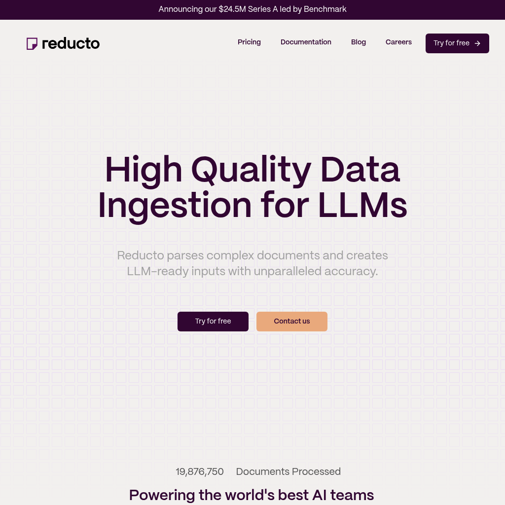 Reducto Document Ingestion API screenshot