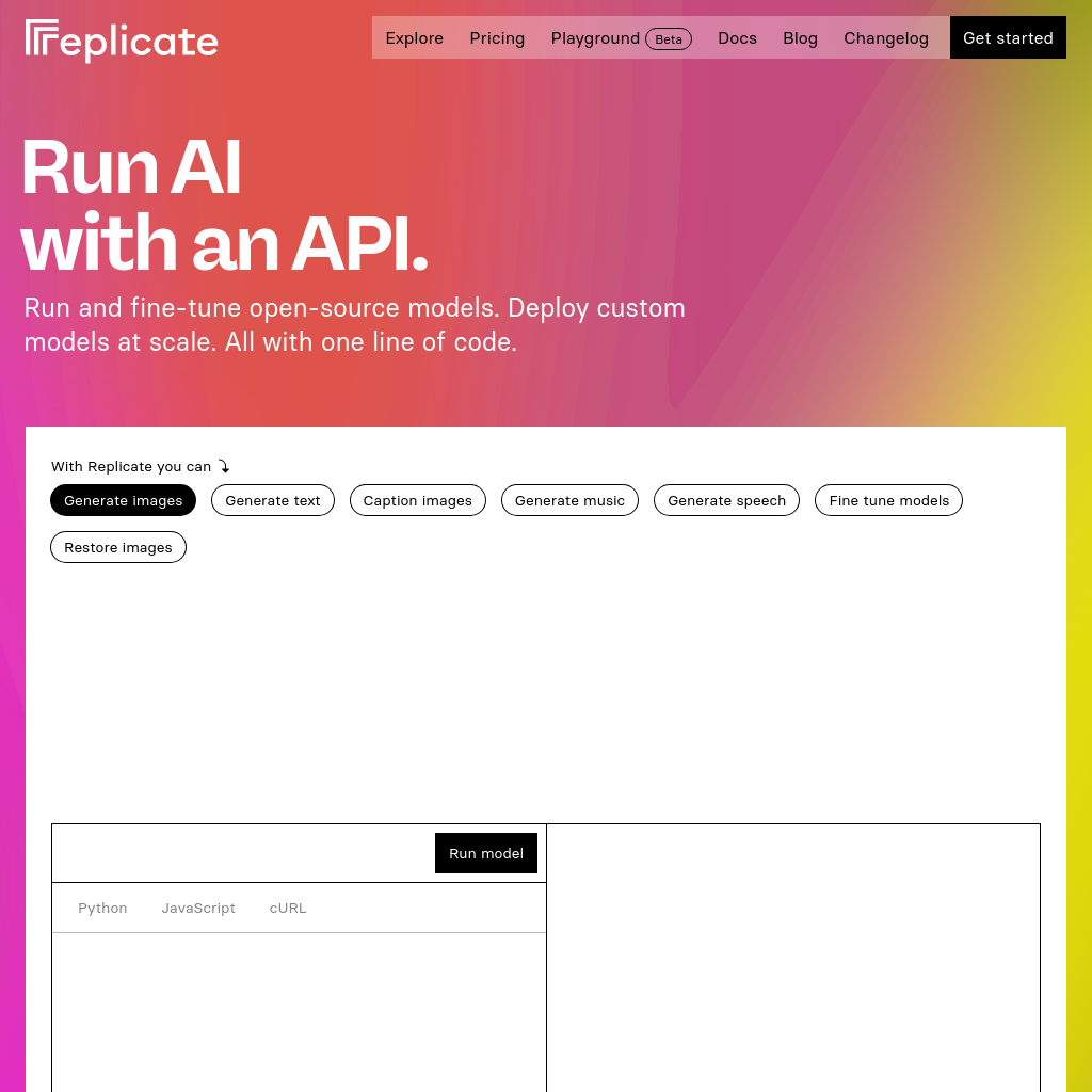 Replicate screenshot