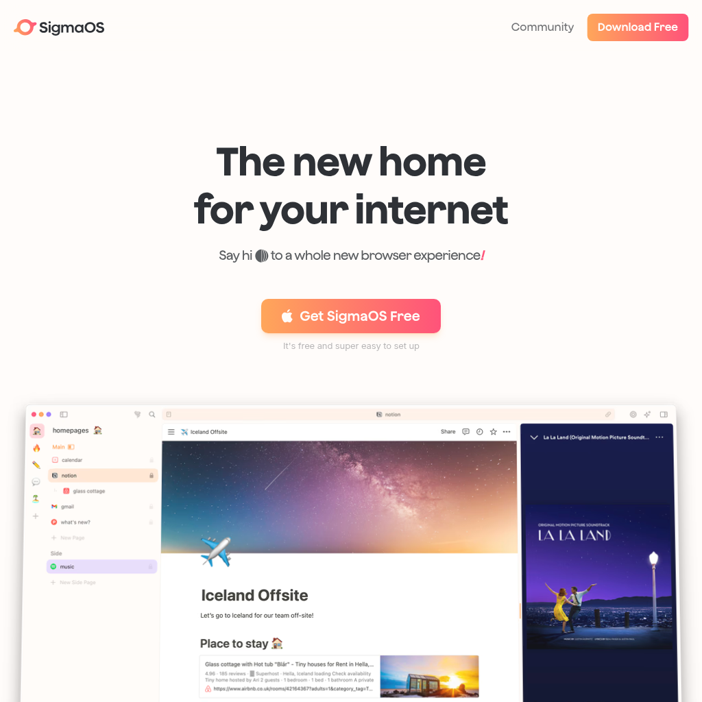 SigmaOS screenshot
