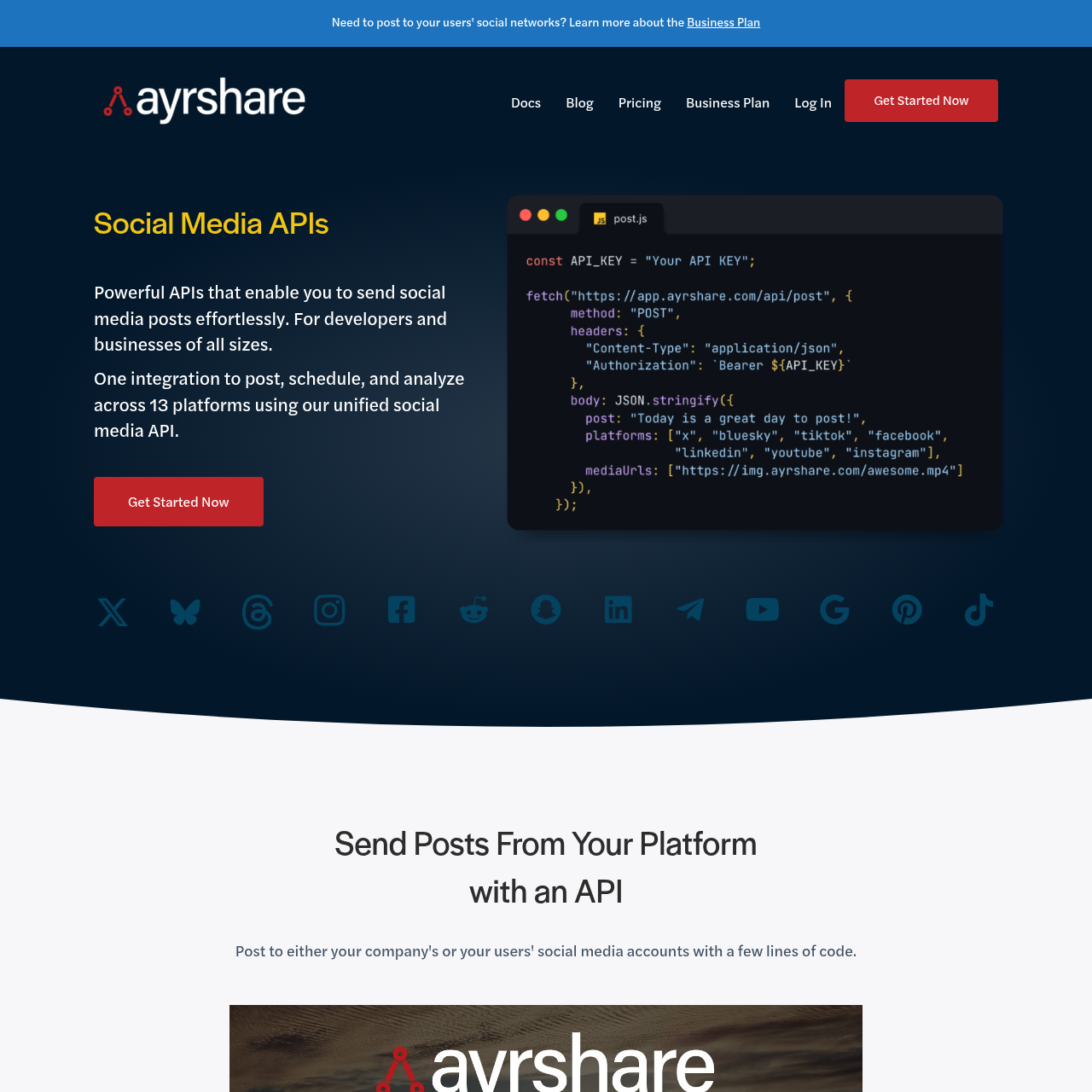 Ayrshare screenshot