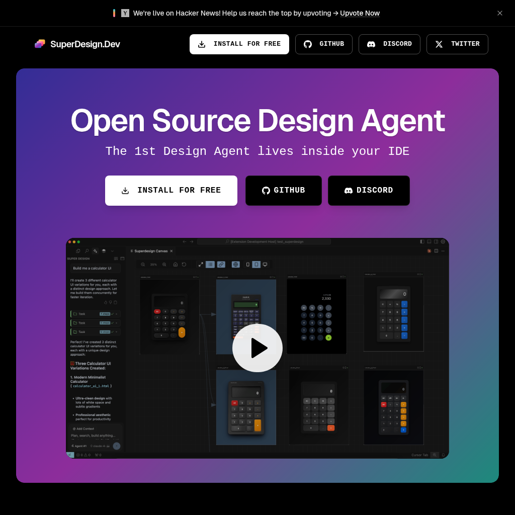 Superdesign.dev screenshot