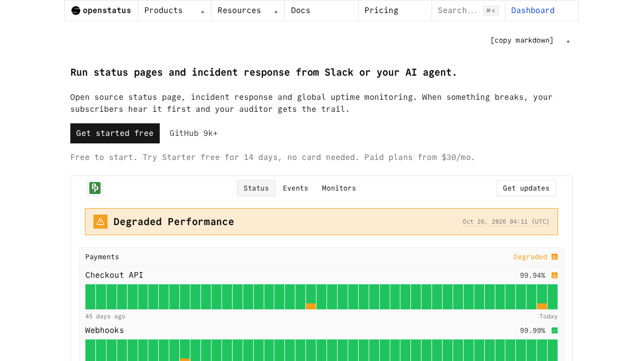 Openstatus screenshot