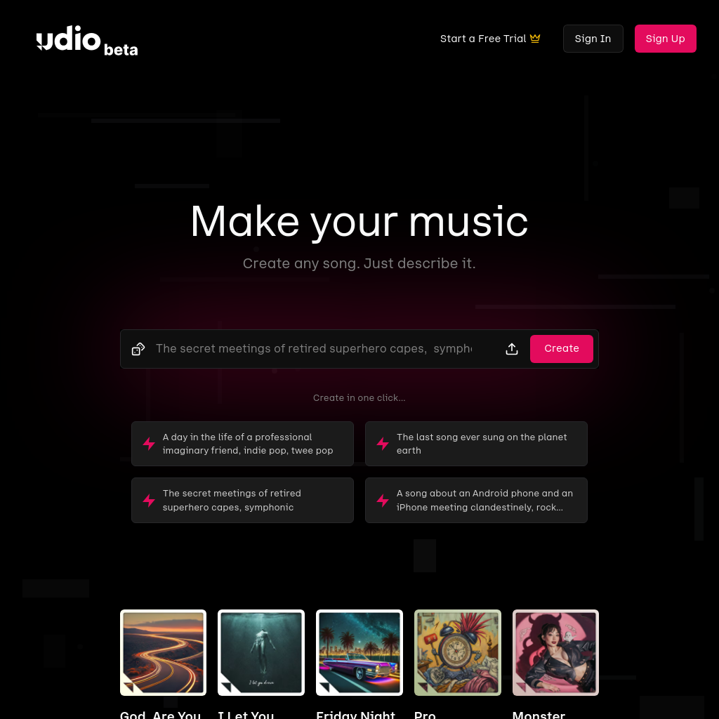 Udio screenshot