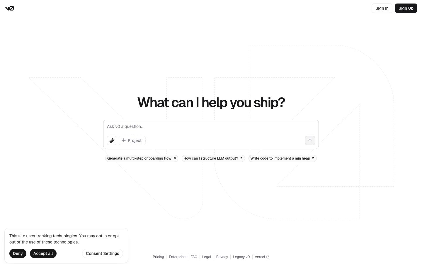 v0 by Vercel screenshot