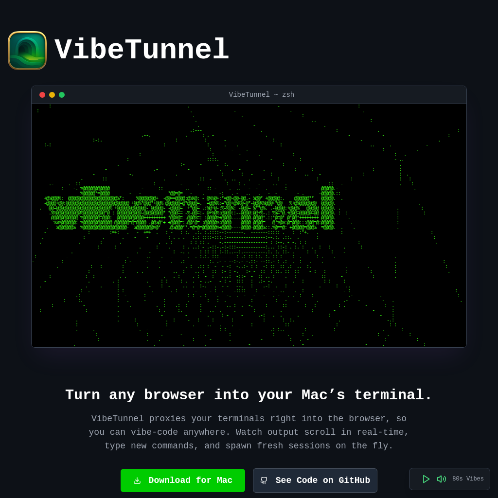 Vibetunnel screenshot